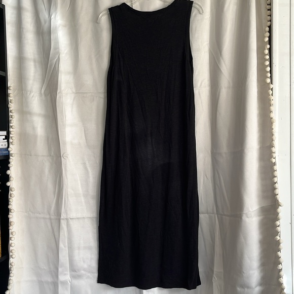 Madewell Black Sleeveless Midi Split Hem Dress Size Large - Picture 2 of 5